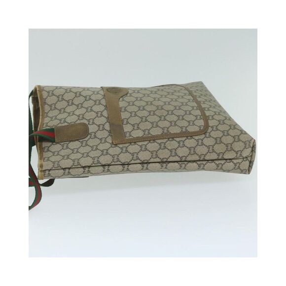 Pre Loved gucci  GG Plus Supreme Web Sherry Line Tote Bag Beige Red Green Auth - Picture 4 of 8